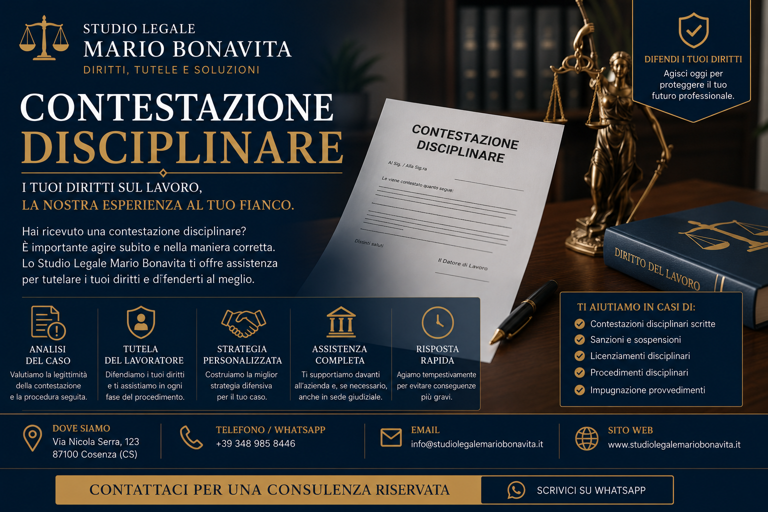 Contestazione disciplinare sul lavoro assistenza legale Studio Legale Mario Bonavita
