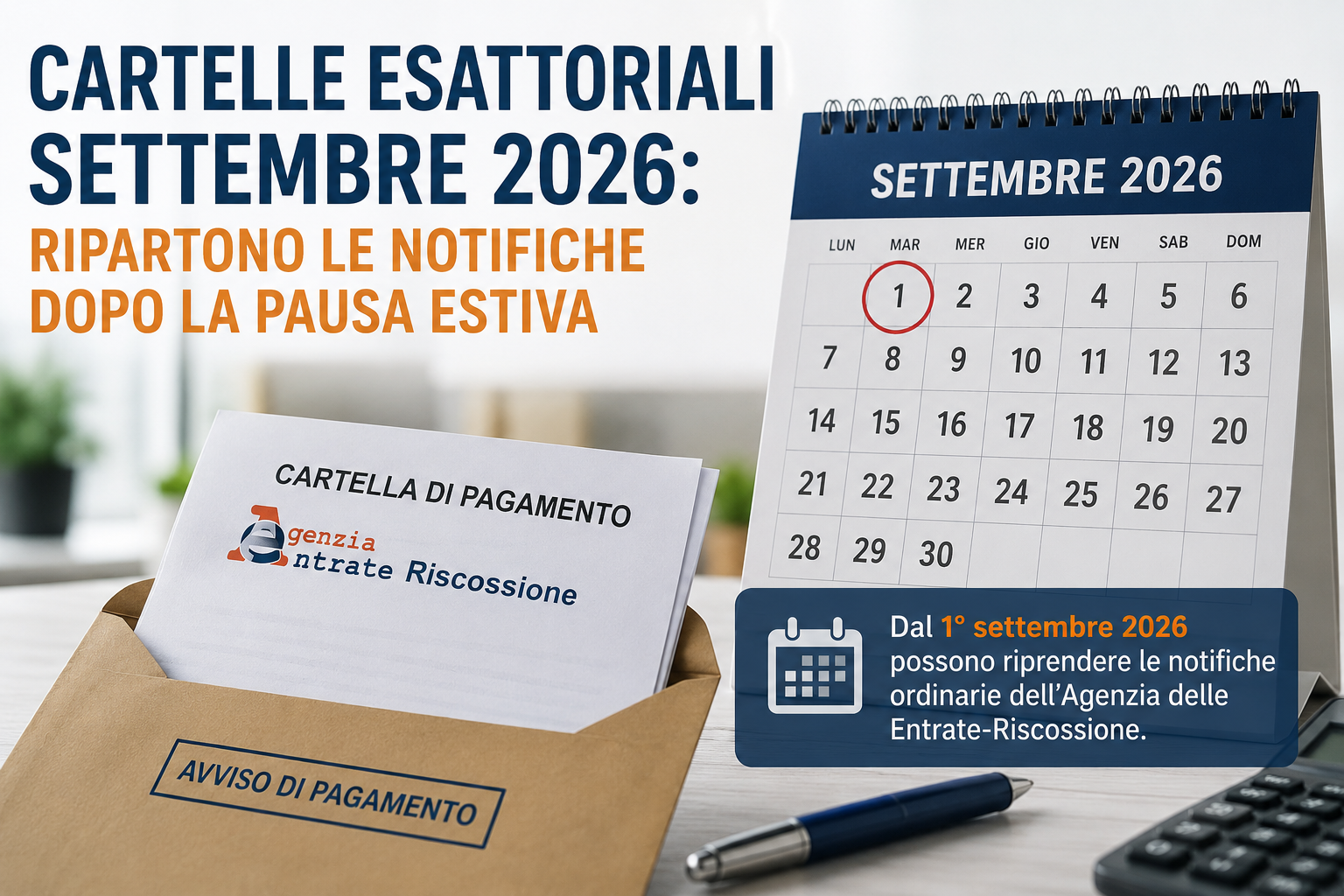 Cartelle esattoriali settembre 2026 ripresa notifiche Agenzia Entrate Riscossione