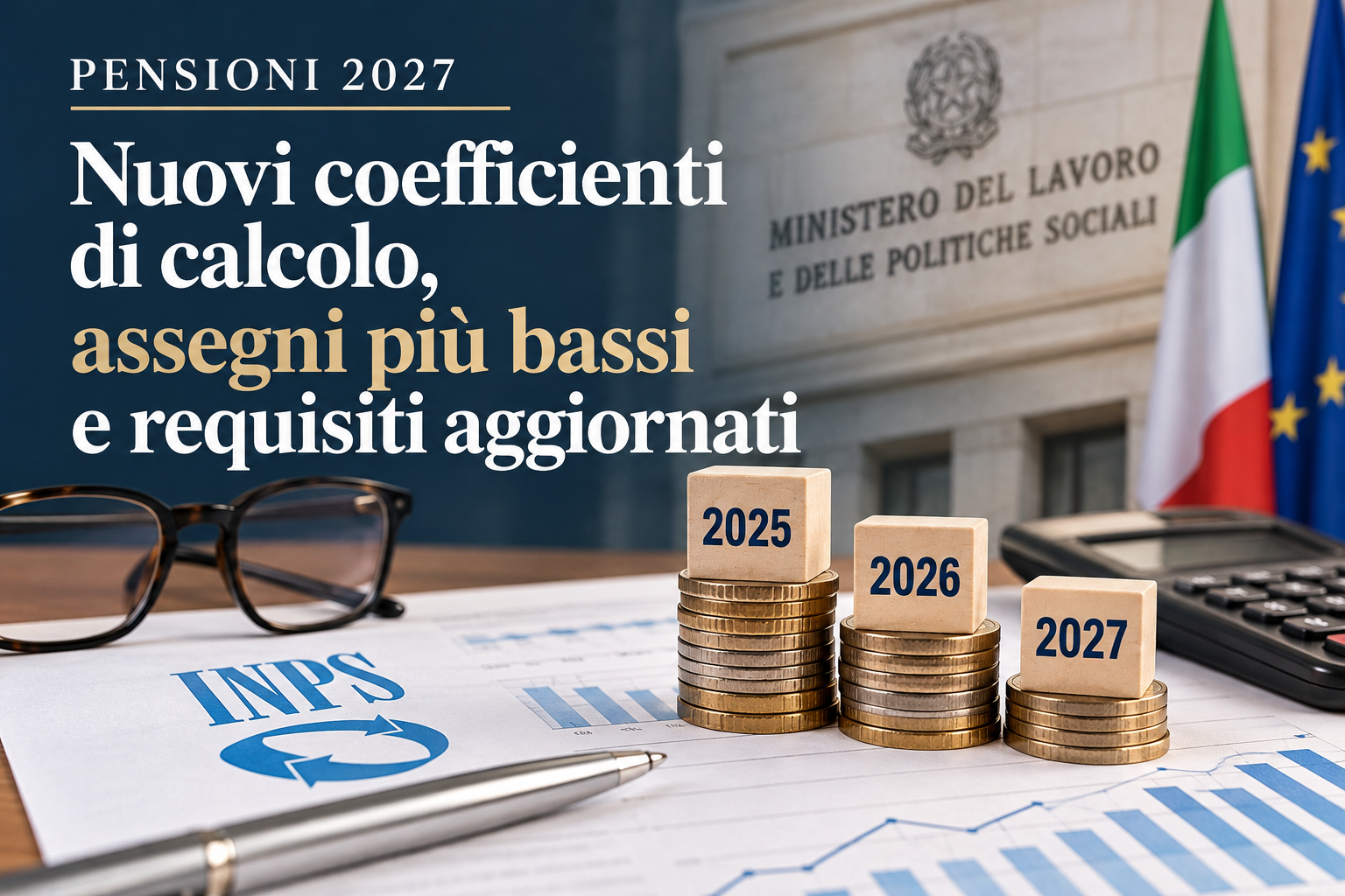 Pensioni 2027: nuovi coefficienti di trasformazione, assegni pensionistici e requisiti aggiornati